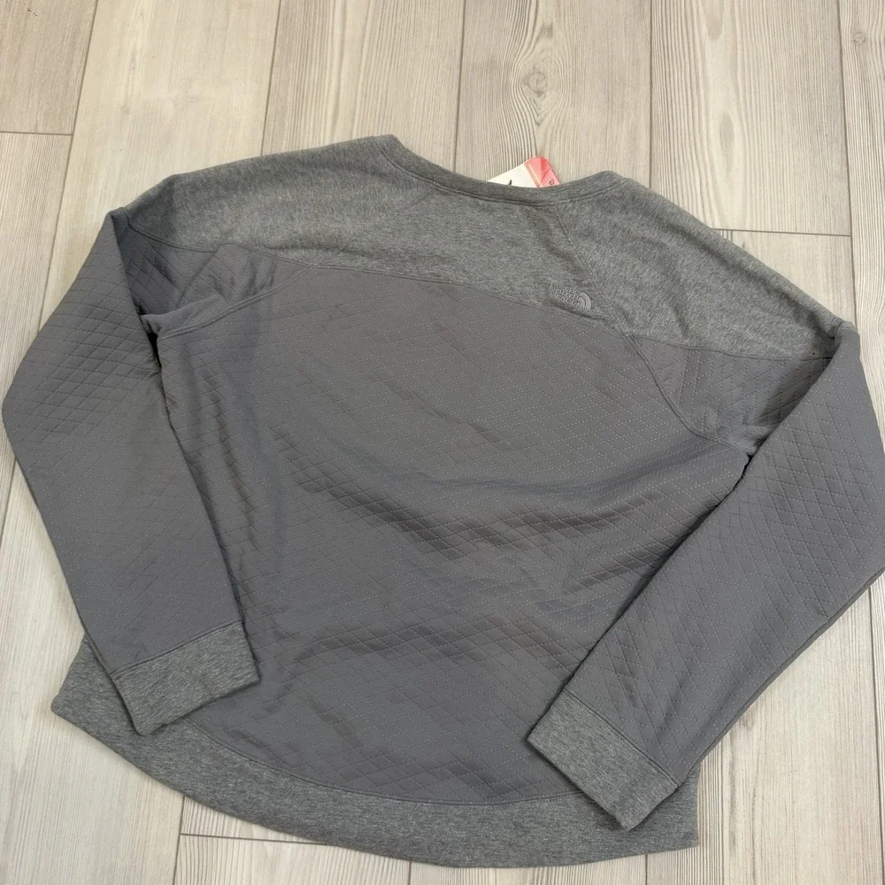 NWT The North Face Womens‎ Large Recover-Up Crew Sweater Sweatshirt Gray Quilted